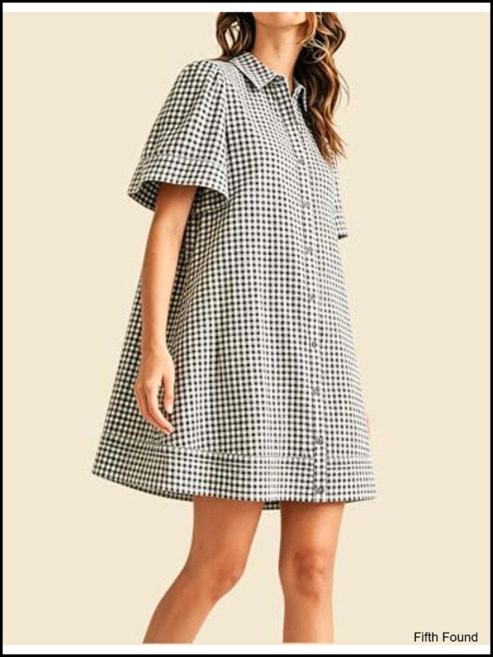Women's Short Sleeve Button Down Mini Shirt Dress with Pocket Cotton - Picture 3 of 6